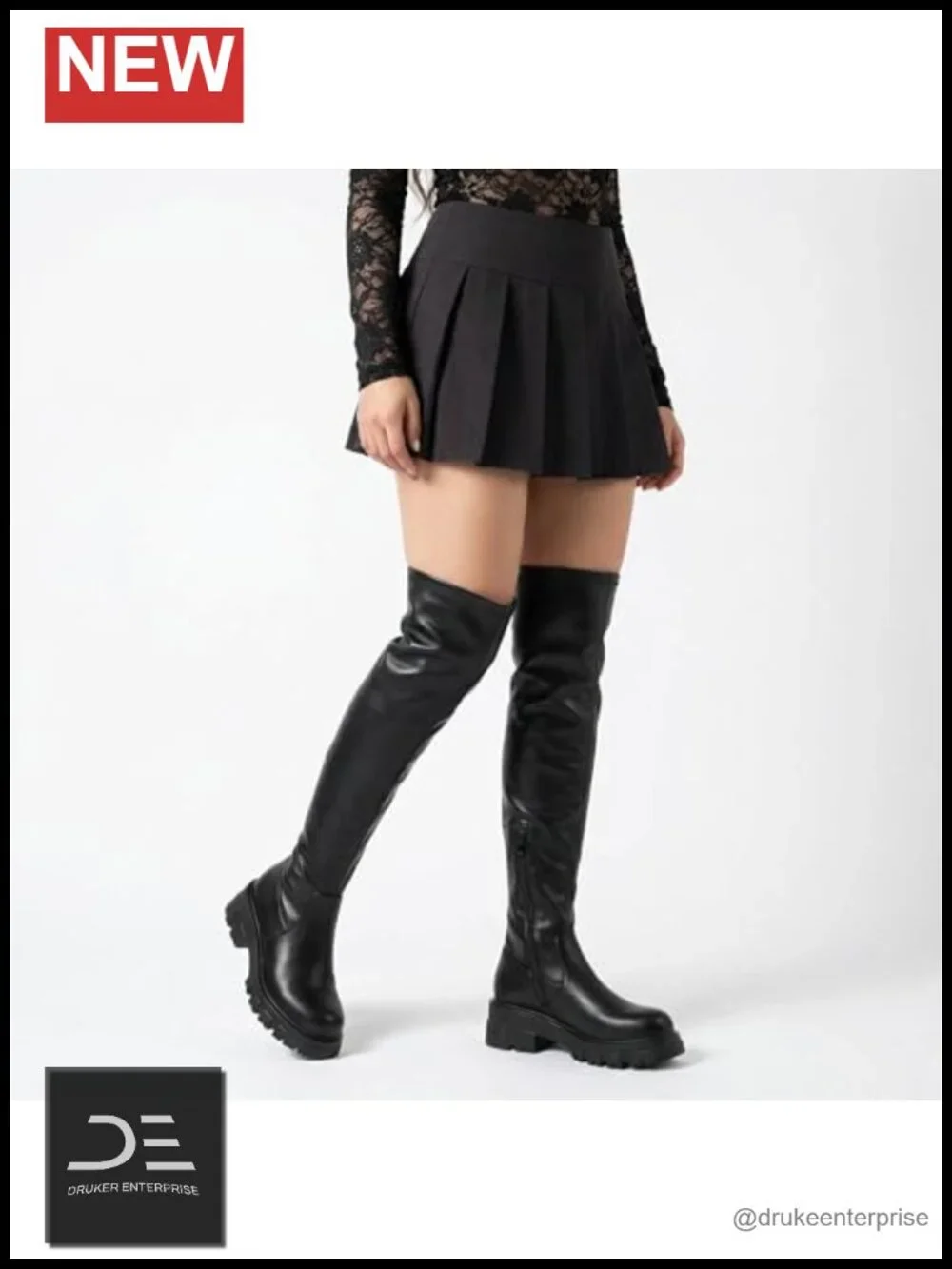 Thigh High Boots Women Platform Slouch Over the Knee Fall Boots Lug Sole Chunky
